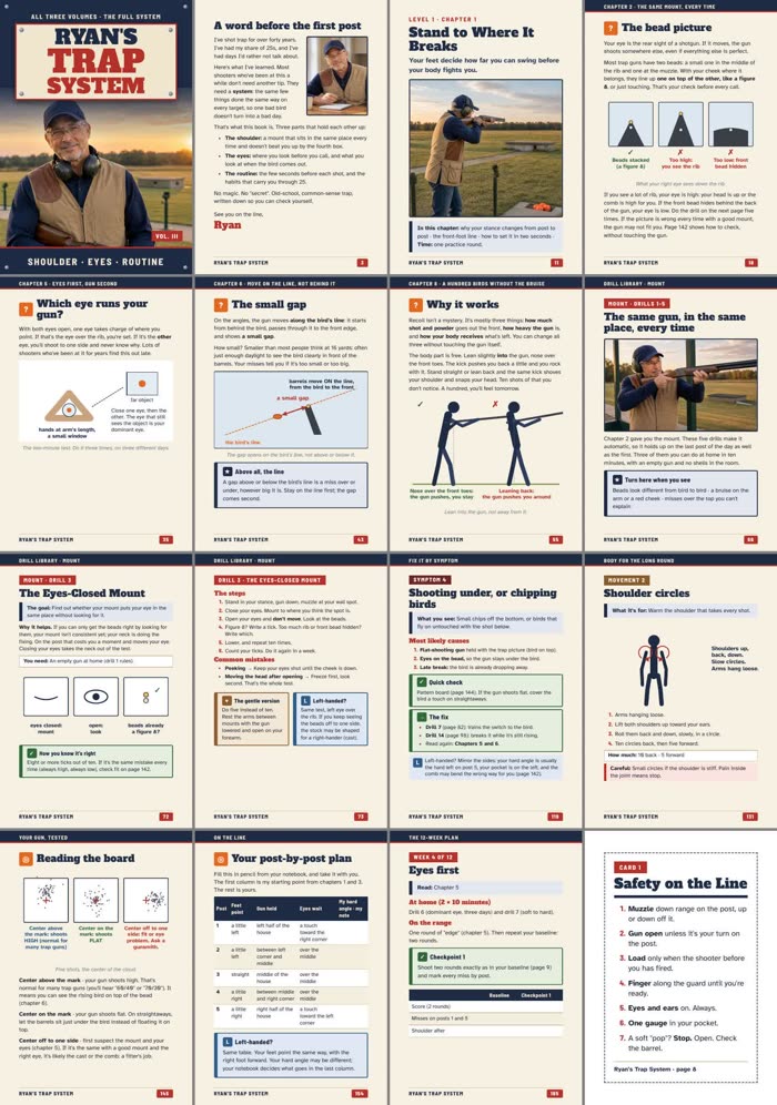 Sixteen sample pages from Ryan's Trap System